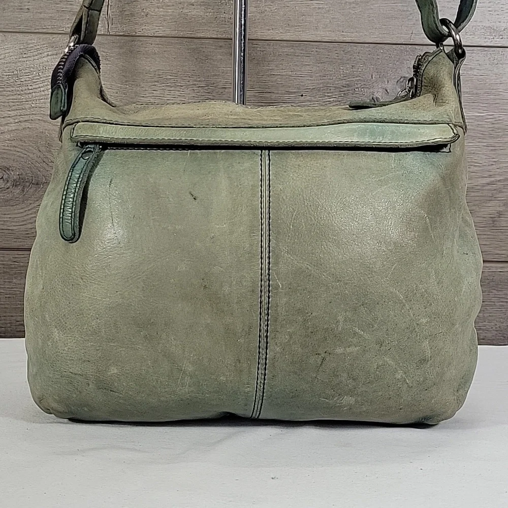 Vilenca Holland for Anthropologie Woven Leather Shoulder Bag in Sage Green